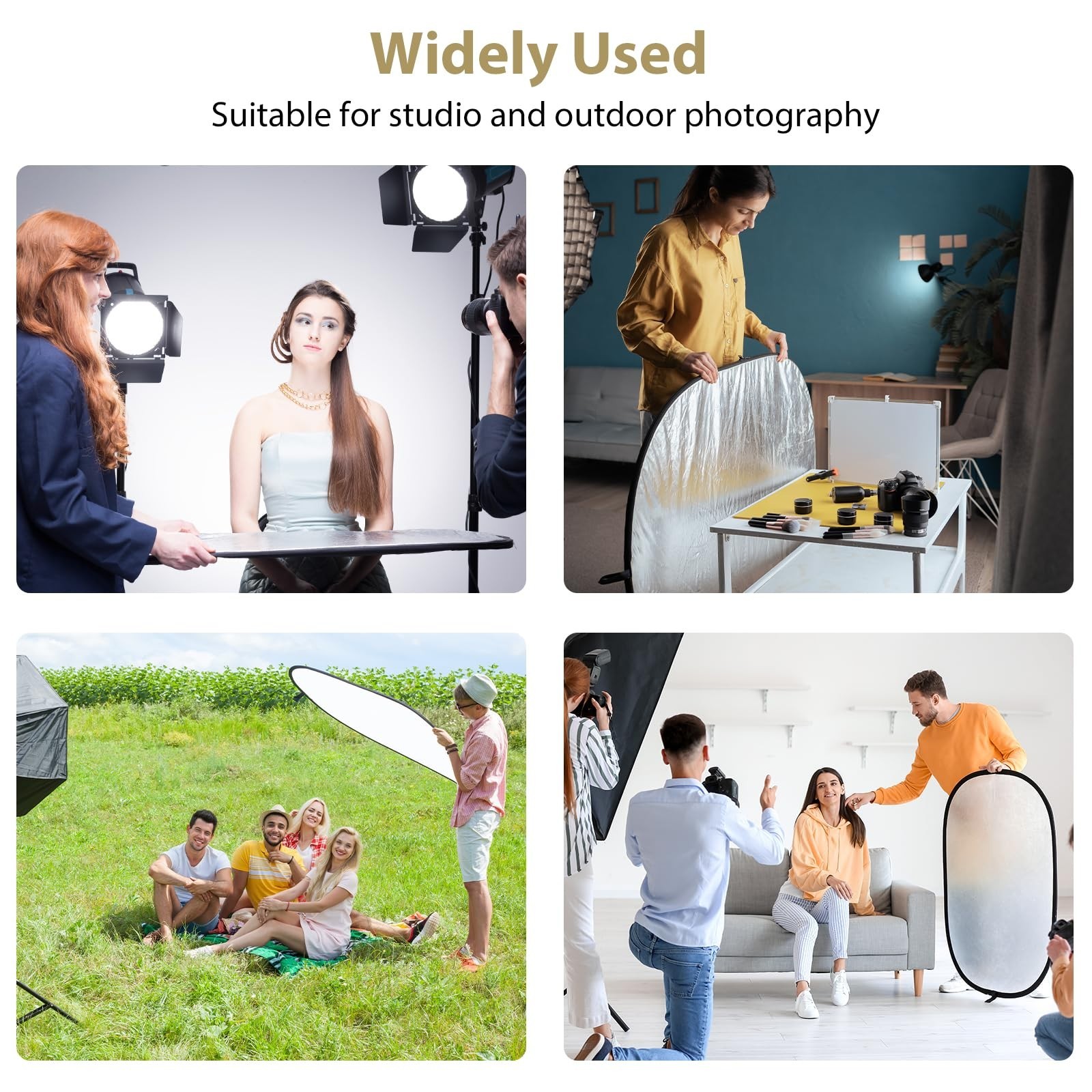 35″x47″ 5-in-1 Photography Reflector with Stand, Clamp & Carry Bag – Oval, Folda