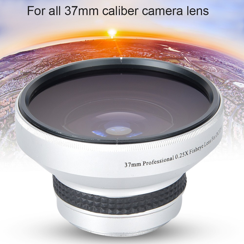Silver Strong Applicability 37mm 0.25X Super Fisheye Additional Lens For 37mm