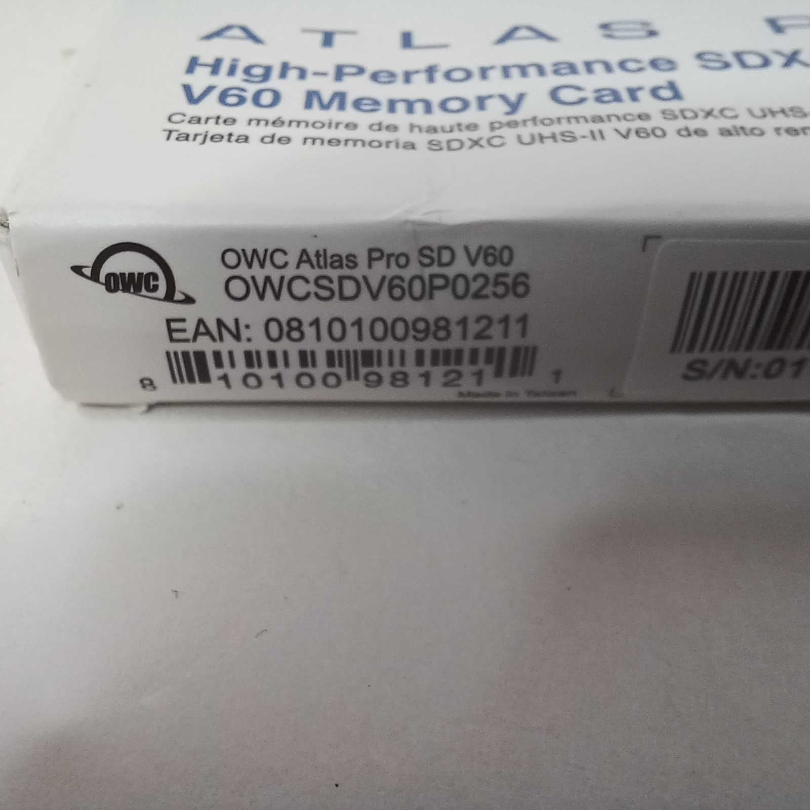 OWC Atlas Pro 256GB SDXC UHS-II V60 Media Card *up to 130MB/s write and 250MB/s*