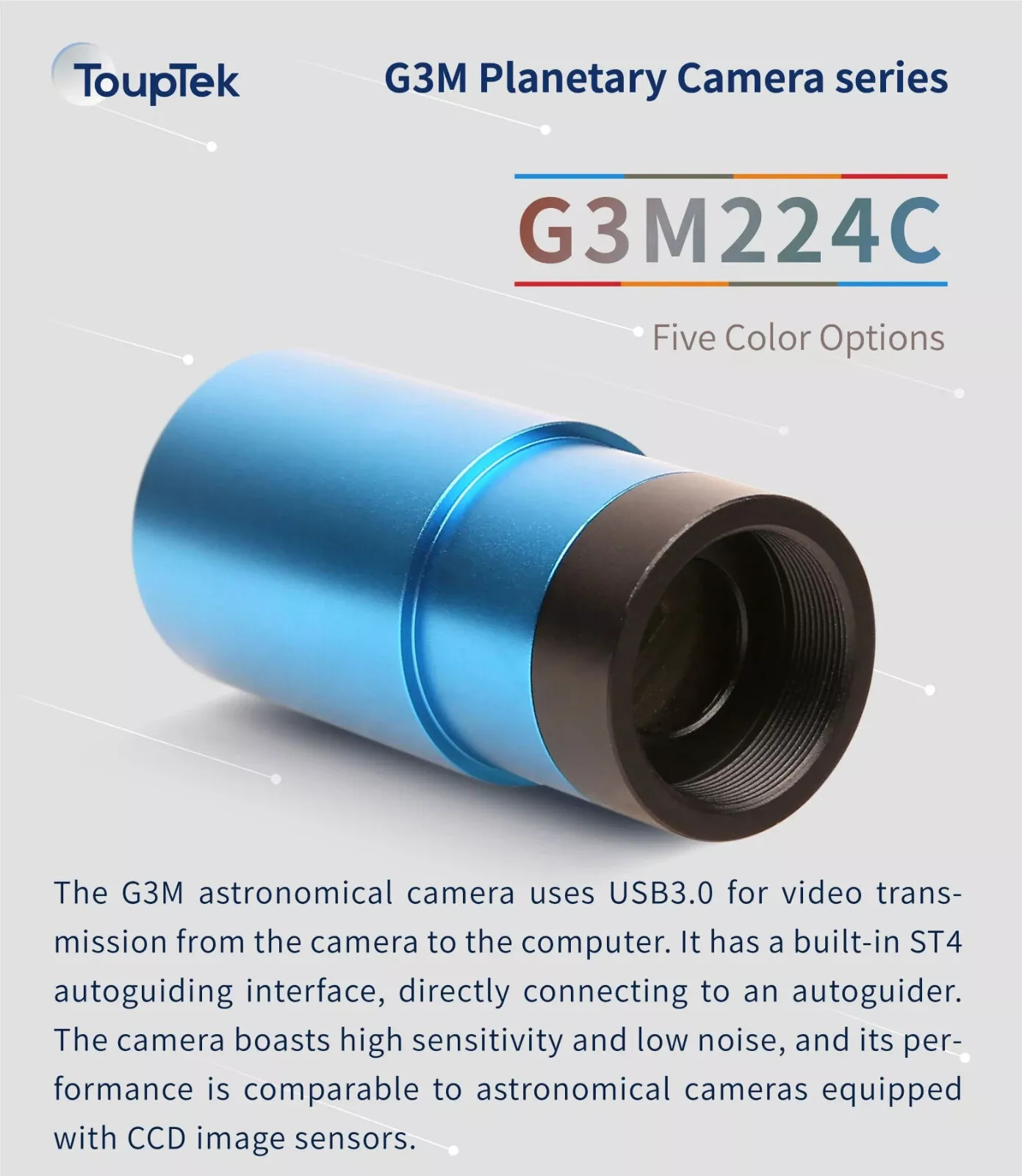 G3M224C IMX224 Color Astronomy Camera USB3.0, Mini OAG Guide Camera w/ ST4 Port