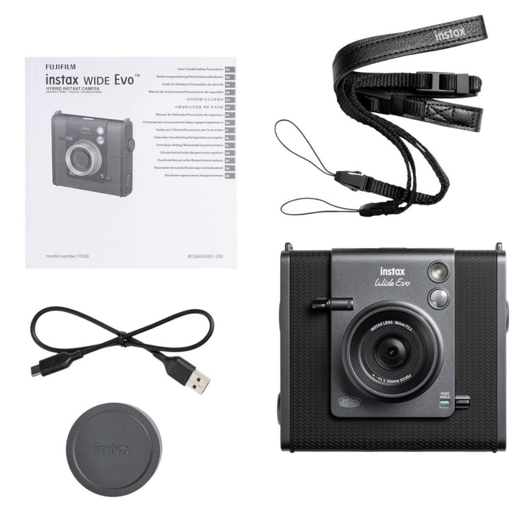Fujifilm Instax WIDE Evo Instant 16MP Film Camera Lens Effects (Black Gray)