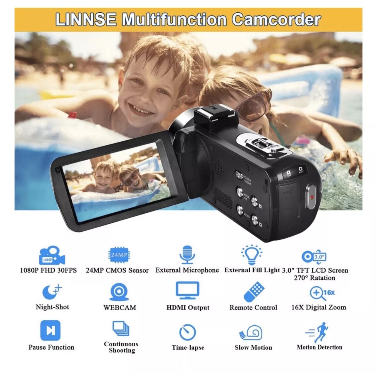 “Full HD 2.7K Camcorder with Night Vision for YouTube Vlogging”