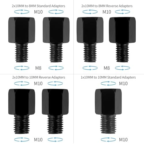 Motorcycle Mirror Mount Adapter 10mm to 10mm/8mm 10mm to 8mm/10mm Black