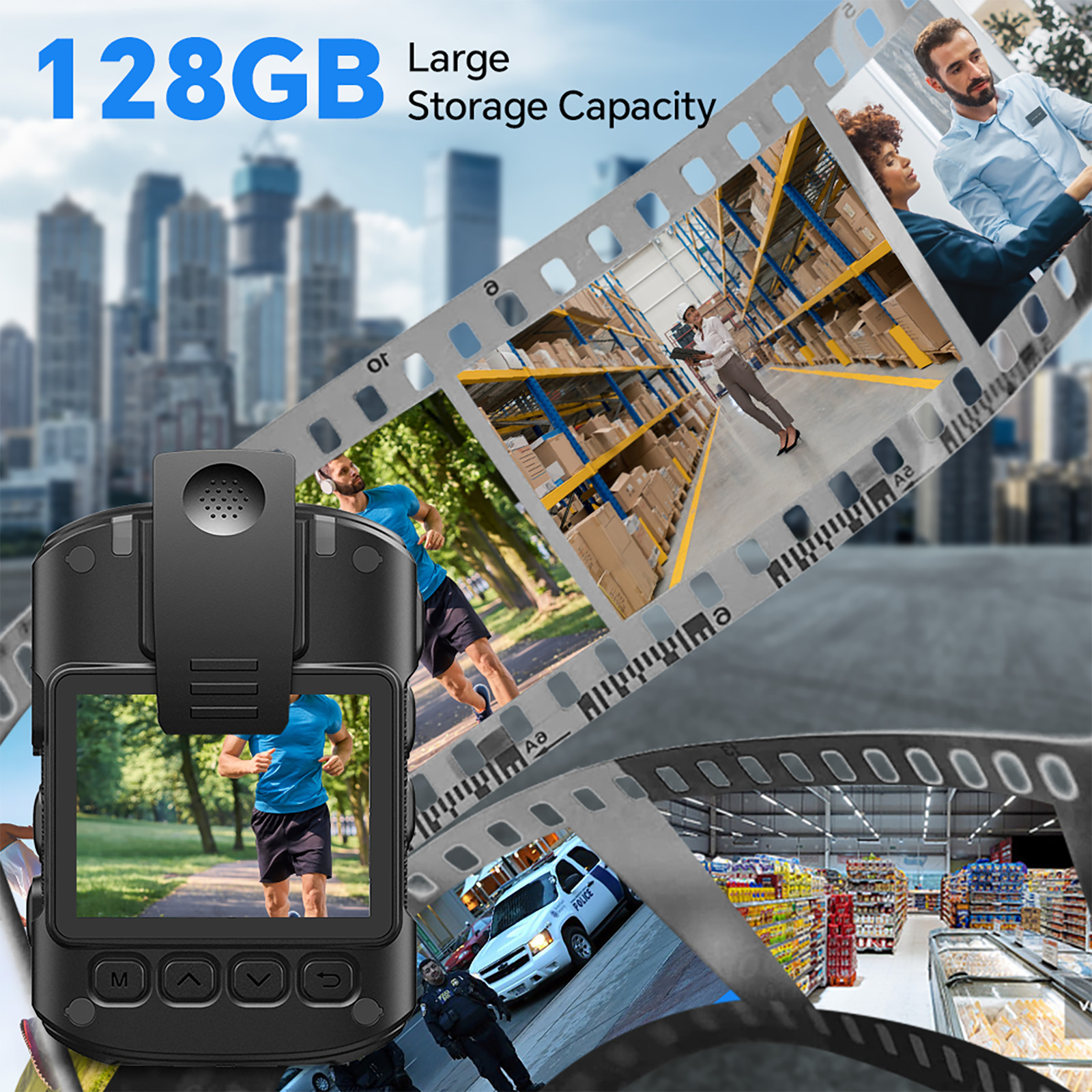BOBLOV Body Camera 3840x2160P GPS Night Vision Police Audio Video Recorder 128GB