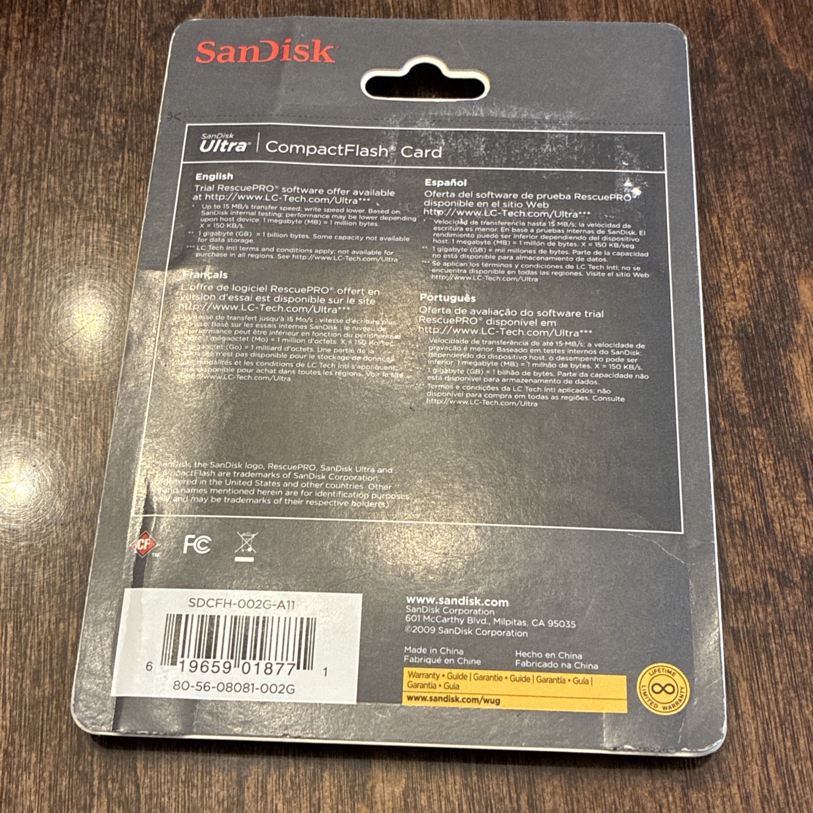 SanDisk Ultra 2GB CompactFlash I Card – SDCFH-002G-A11 New Old Stock