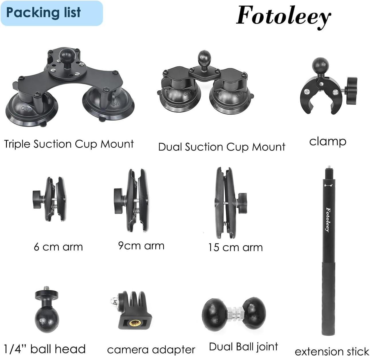 360 Camera Suction Cup Car Mount Kit for Insta360 X4/X5 /X3/Ace Pro/Go 3 & GoPro