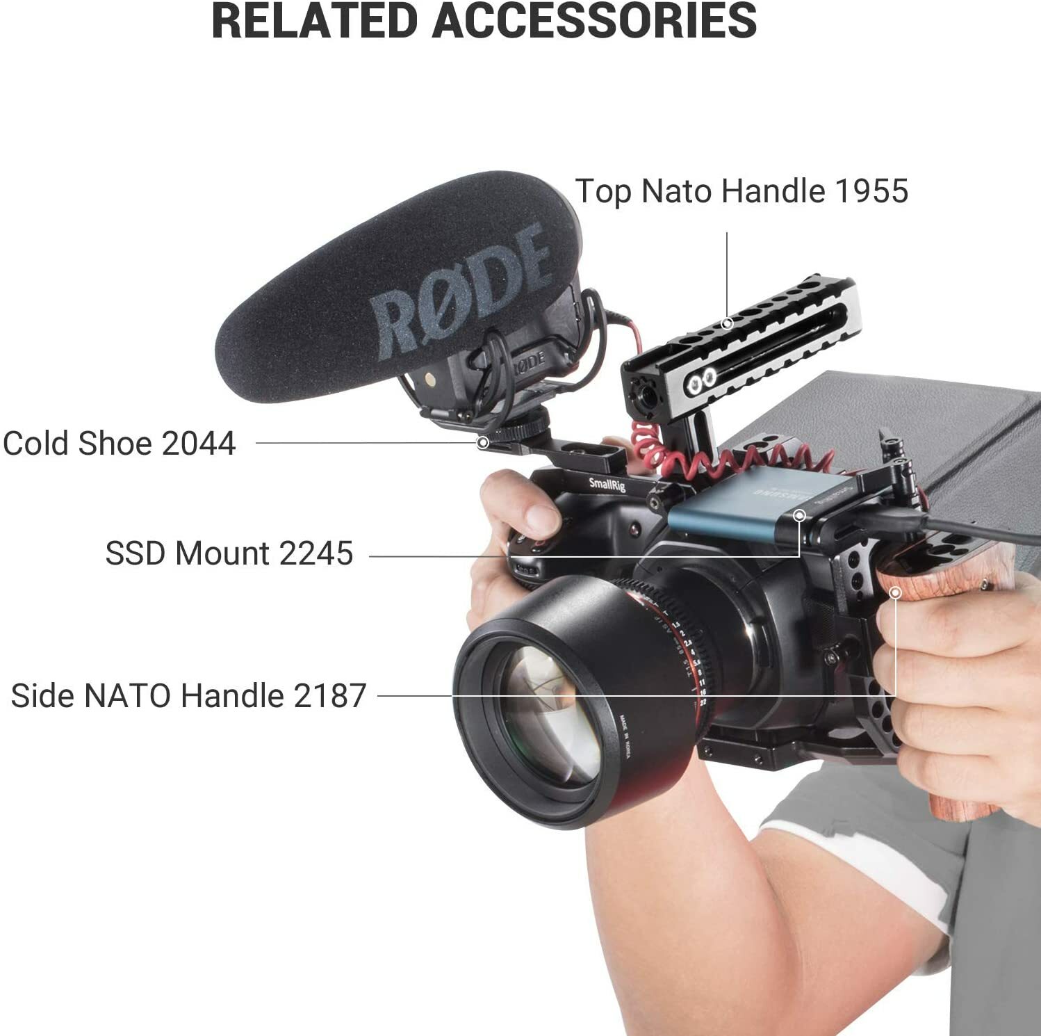 SmallRig T5 SSD Holder for Samsung,SSD Mount for Smallrig bmpcc 4K/6K Cage-2245B