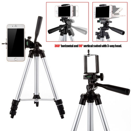 Camera Tripod Stand Cell Phone Holder Mount for iPhone Samsung Bluetooth Remote