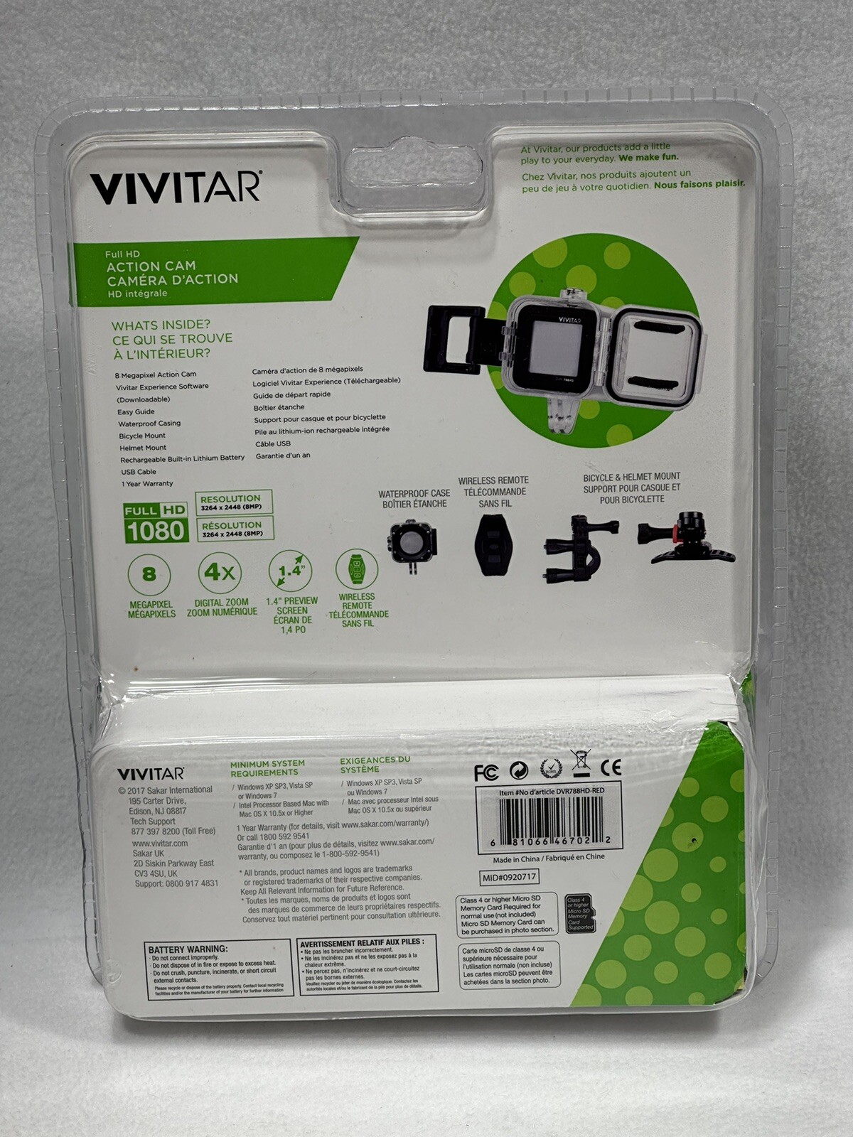 Vivitar DVR 788HD Action Camera – Red – Full 1080p HD with Bike & Helmet Mounts