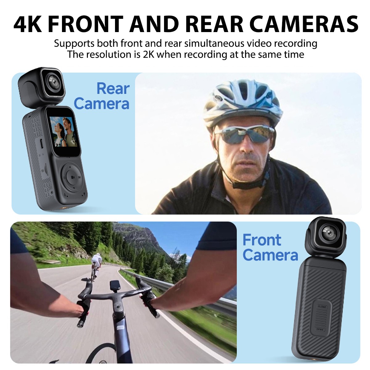 4K Pocket Mini Body Action Camera 180°/260° Rotation Audio & Video Recording Cam