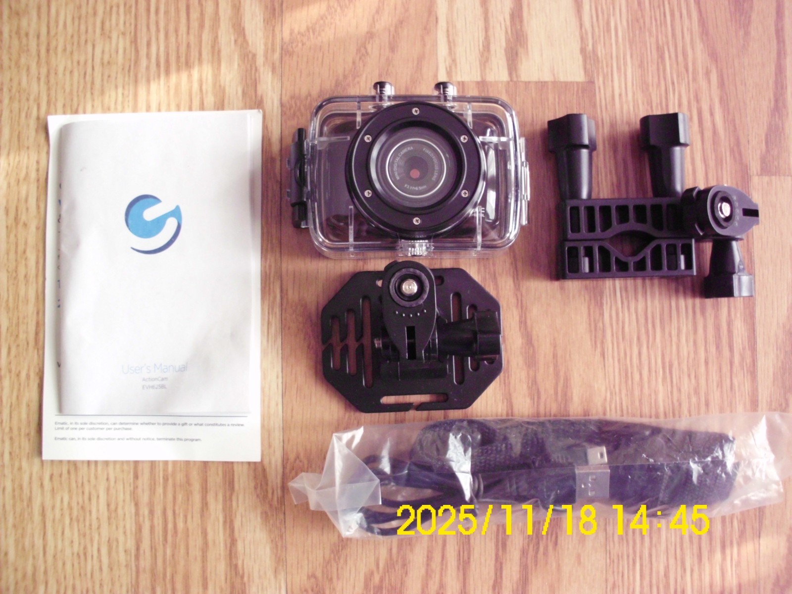 Ematic HD Action Cam Waterproof 32GB High Speed Recording Camera IPX8 EVH625BL