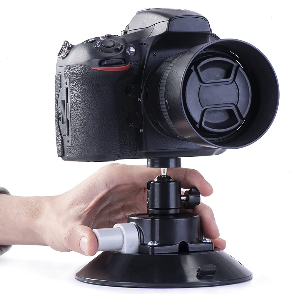 6″ Suction Cup Camera Mount with 360 Ball Head, Air Pump Vacuum Suction Mount…