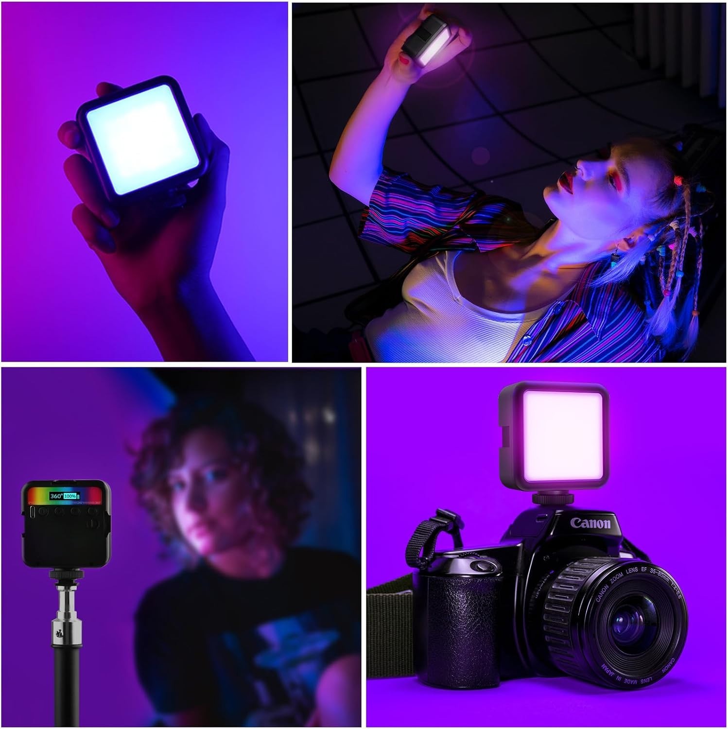 Magnetic RGB LED Video Light Camera Light 360 Full Color Portable Black