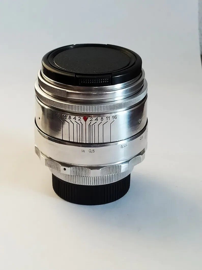 Helios 44 Lens 8 blades 2/58 mm mount M42 Silver