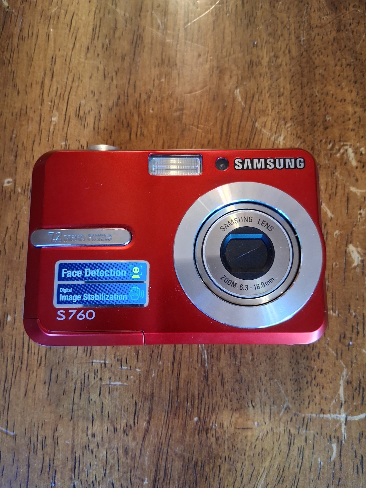 Samsung S760 7.2MP Compact Digital Camera, AA Battery Powered, Red – Tested