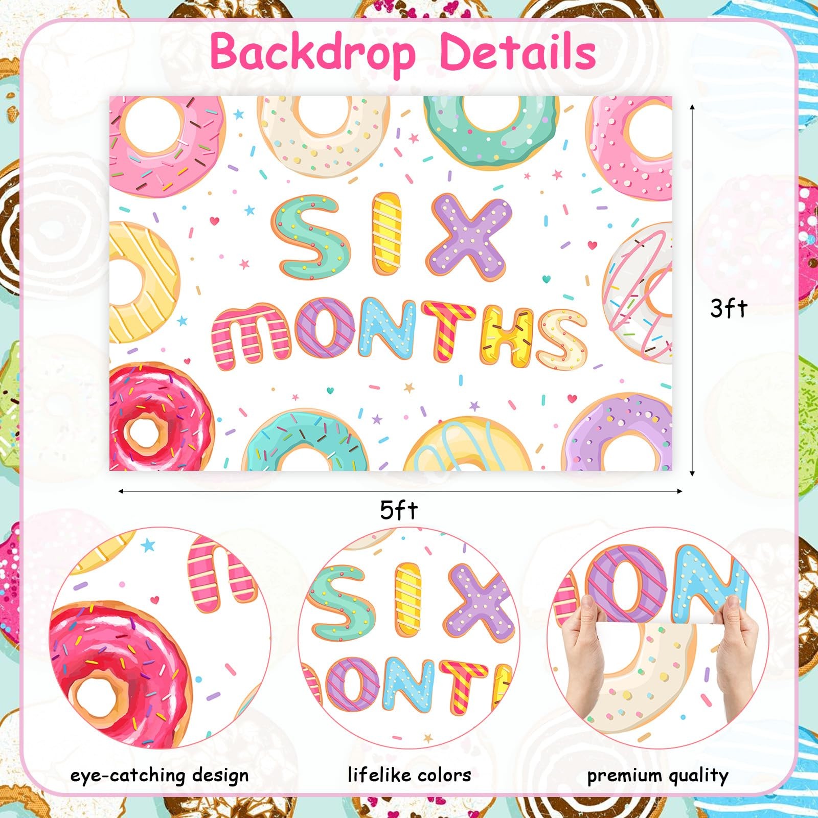 Donut Half Birthday Decorations 6 Month Backdrop 1/2 Way To First Party Props