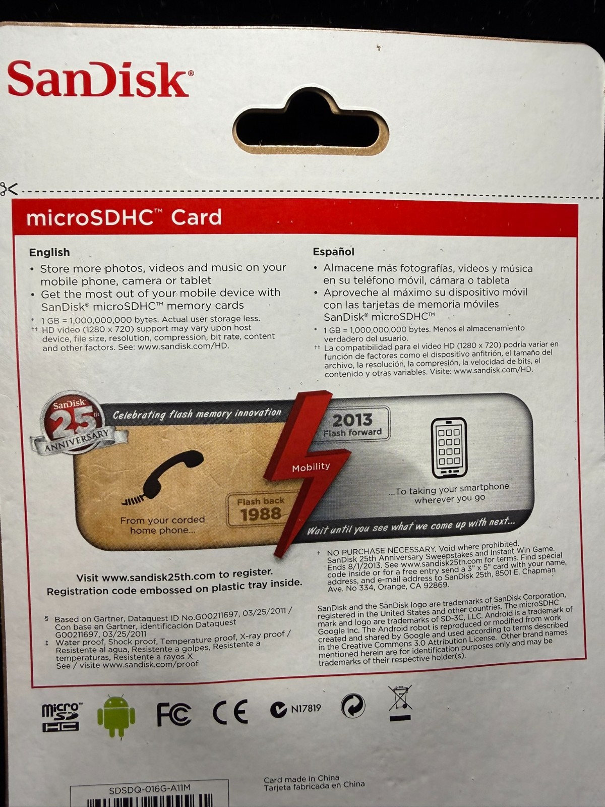 SanDisk 16GB MicroSDHC Card Class 4 NEW Sealed Retail Pack 16G Memory Card