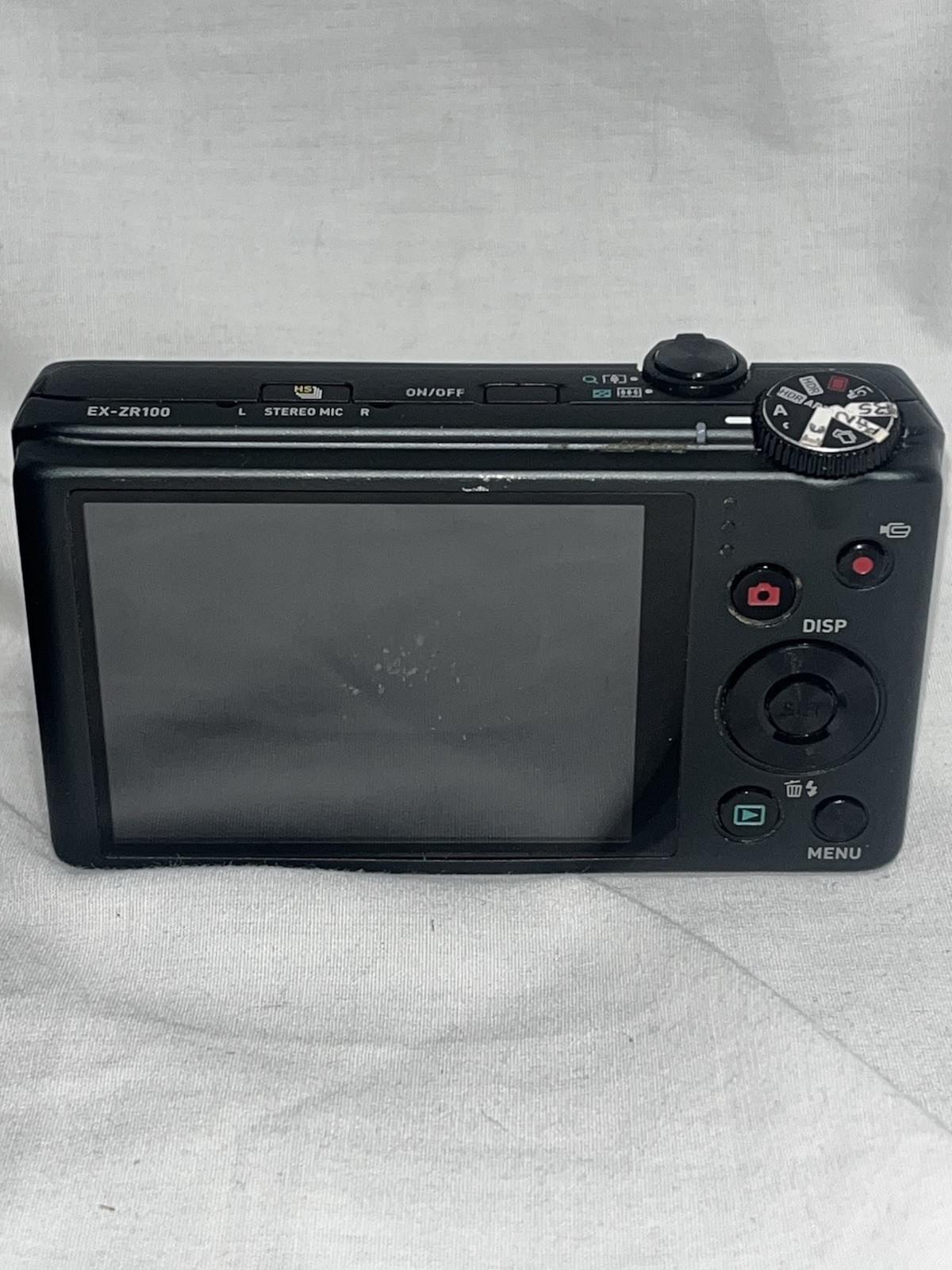 UNTESTED Casio Exilim EX-ZR100 Black High Speed Digital Camera 12.1MP 12.5x Zoom