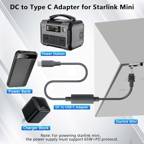 USB C to DC Power Cable – Waterproof Starlink Mini Type-C Male to Female