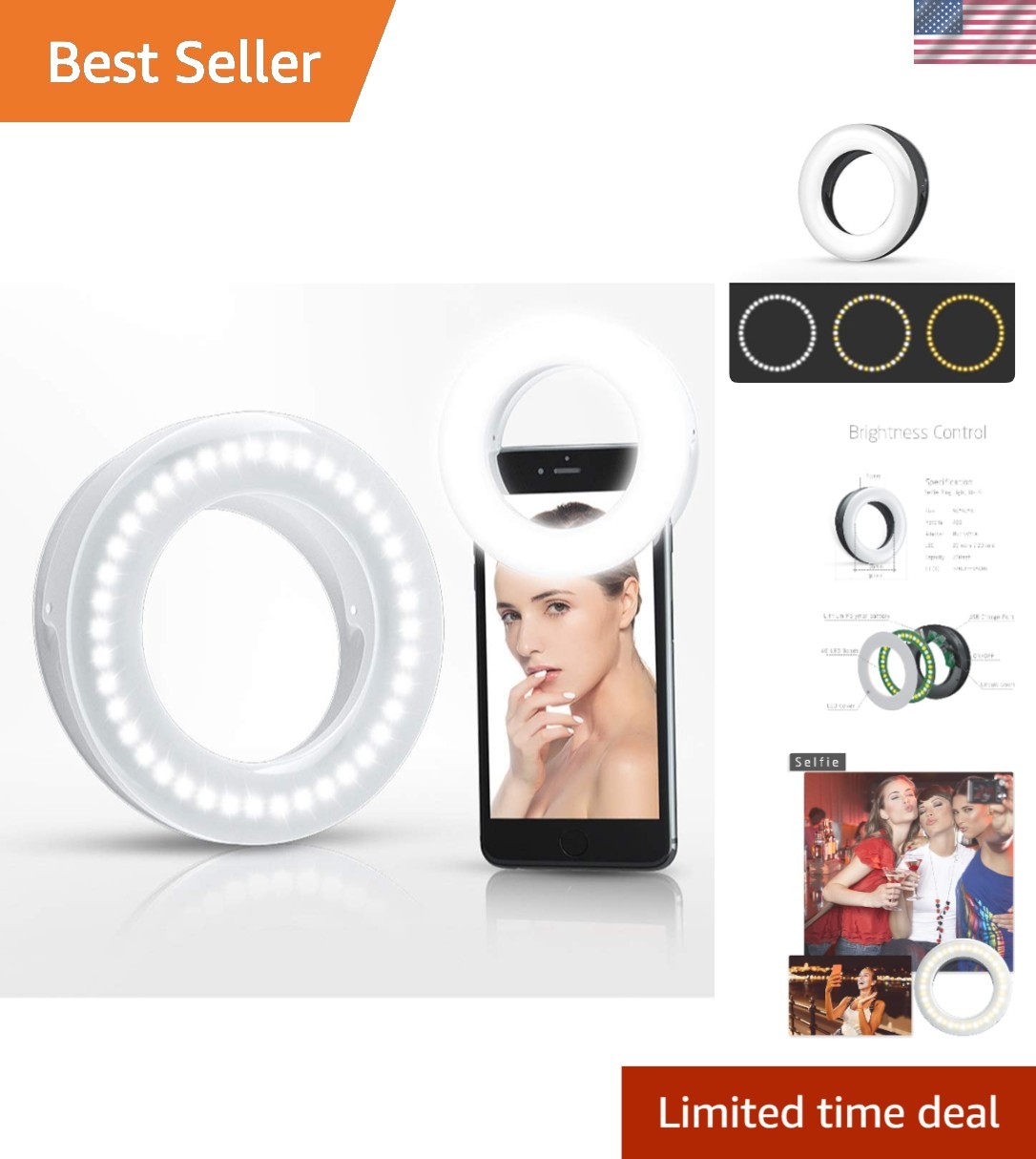 Compact Selfie Ring Light with 40 LED: Perfect for Travel and Content Creation