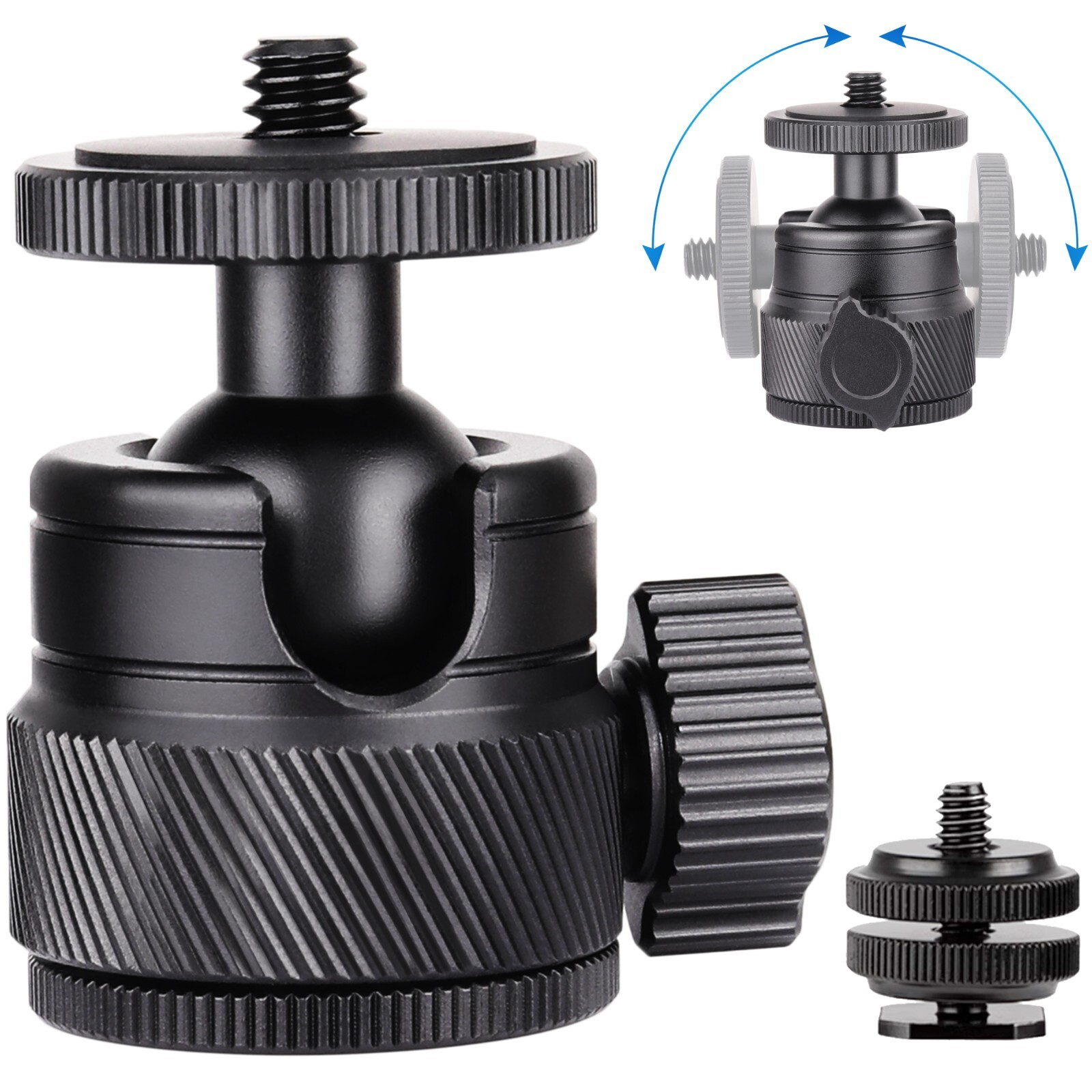 2Pcs Mini Ball Head 1/4″ Screw Mount Bracket Holder 360° Swivel Camera Tripod