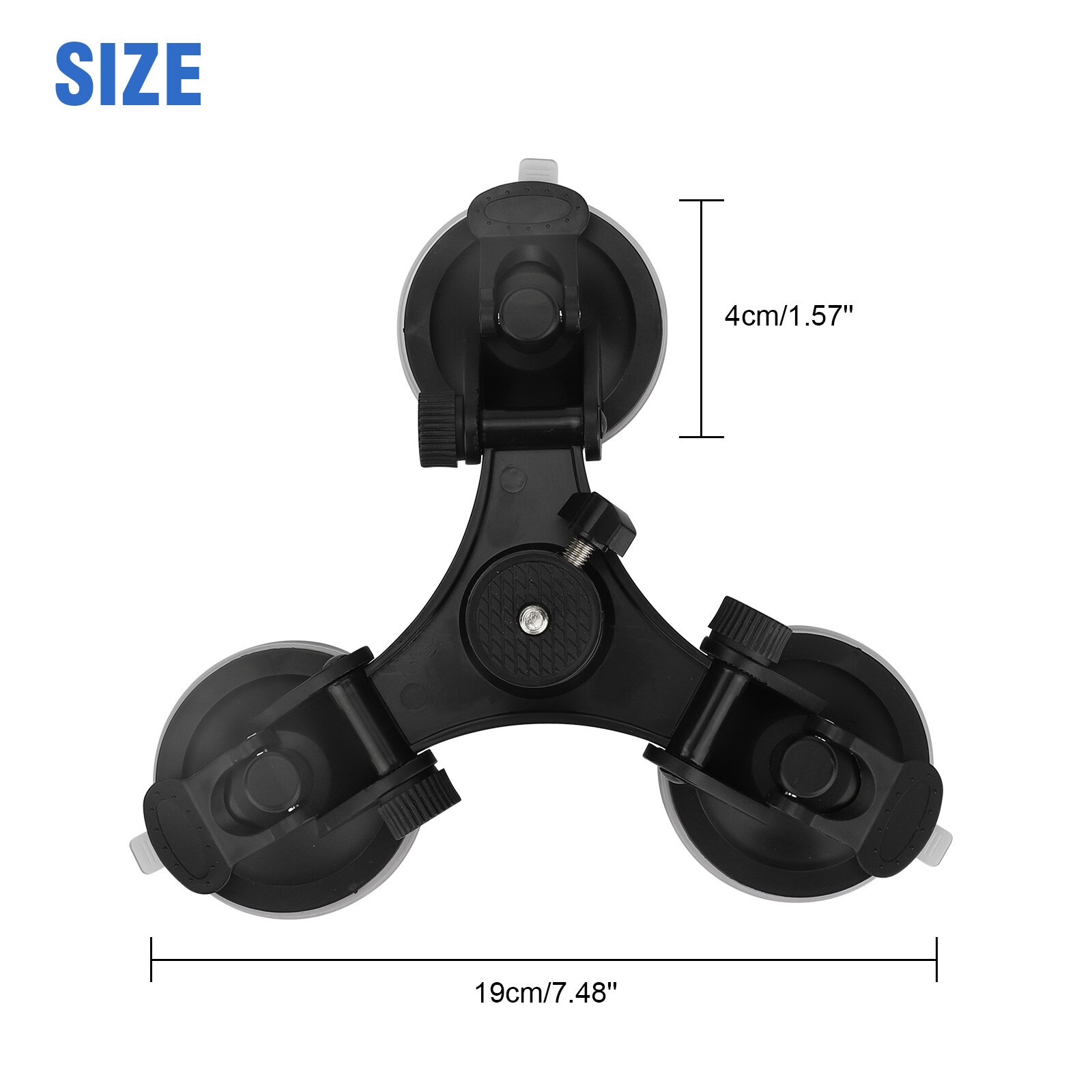 Car Mount Holder For GoPro Sony DJI OSMO Action Camera Triple Suction Cup Stand