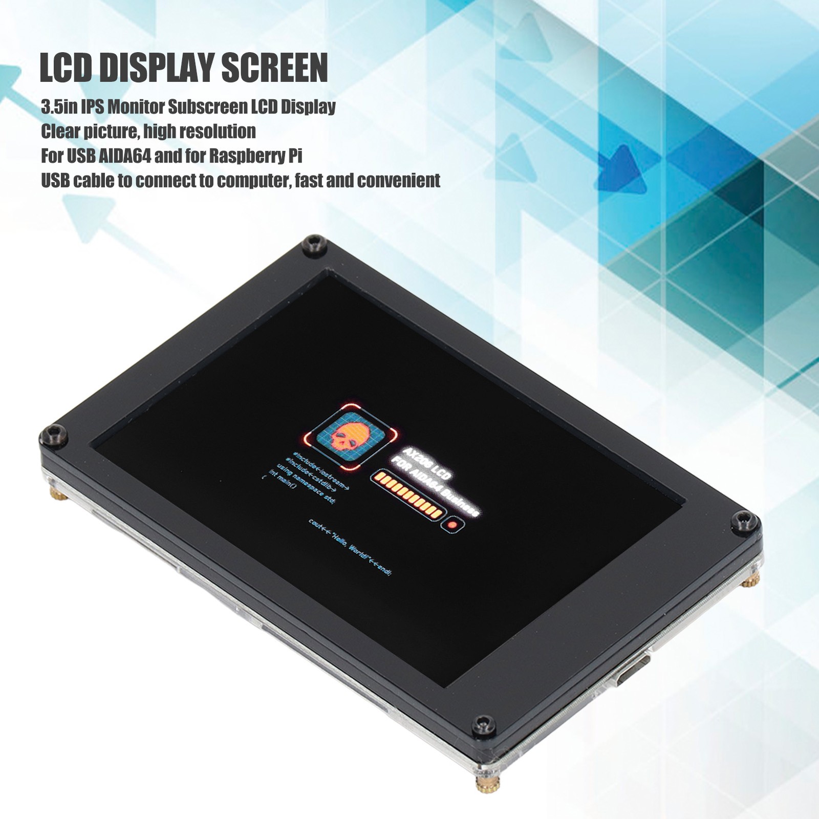 3.5in IPS Monitor Subscreen LCD Display Screen With USB Power Cable Support New