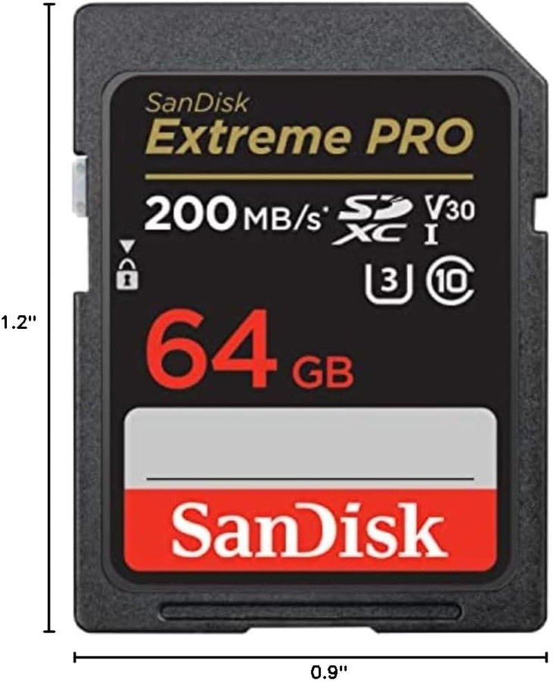 SANDISK 64GB Extreme PRO SDXC UHS-I Memory Card – C10, U3, V30, 4K UHD, SD Card