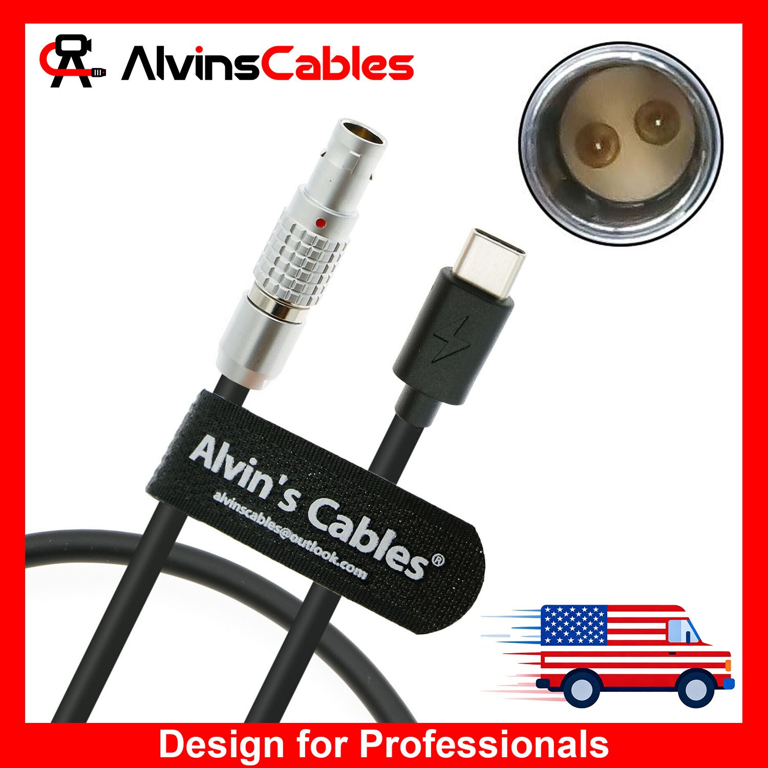 PD USB-C Type C to 2Pin Power Cable for Tilta Teradek SmallHD Fast Charging 24in