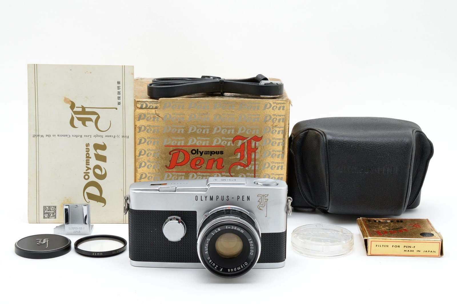 Mint Olympus PEN F 35mm Half Frame F.Zuiko Auto-S 38mm F1.8 in Box From JAPAN