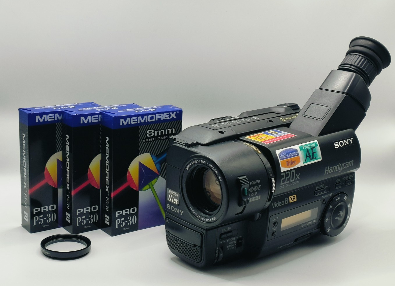 Sony CCD-TR415E PAL Video8 XR Camcorder Bundle Tested + PSU + 3x NOS Tapes Bag