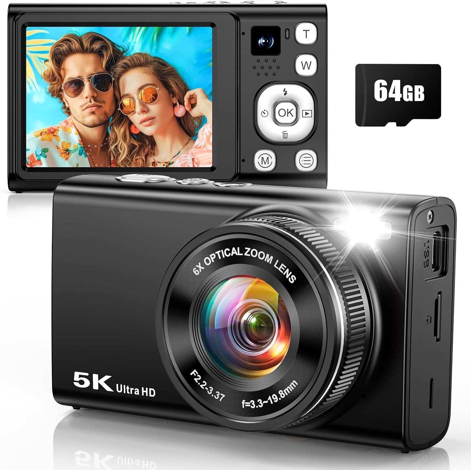 5K 96MP Digital Camera for Photography with 6X Optical Zoom,2026 Upgraded Autofo
