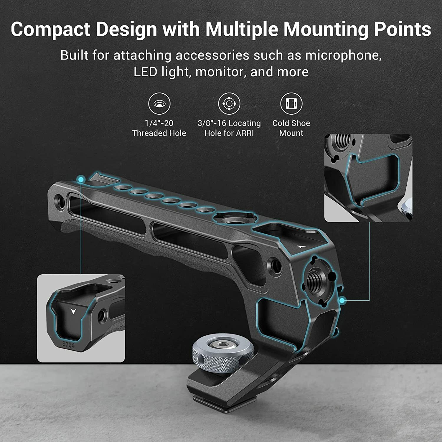 SmallRig Lightweight Cold Shoe Top Handle, Grip for DSLR Camera Cage
