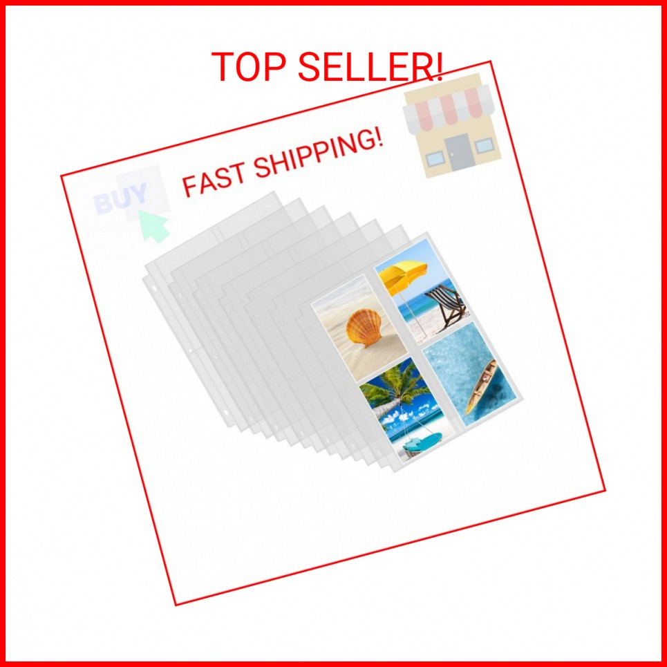 Fabmaker 30 Pack Photo Sleeves for 3 Ring Binder – (3.5×5, for 240 Photos), Arch