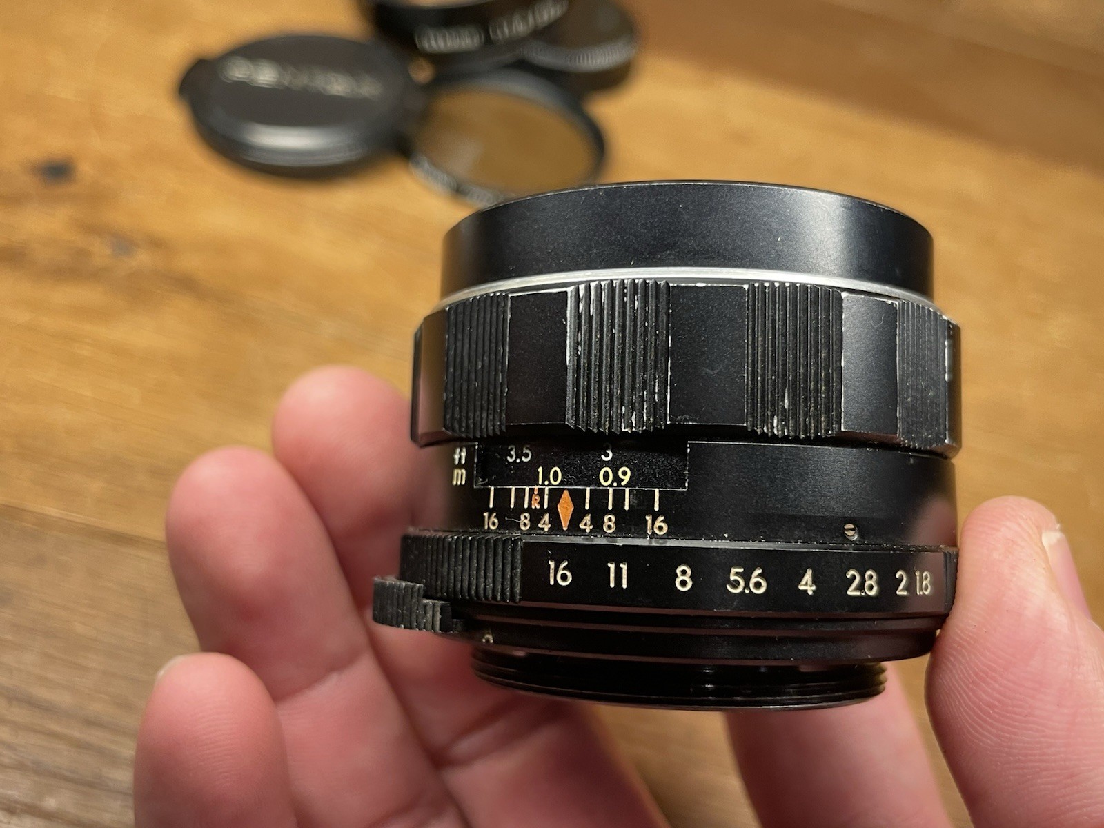 *Early Model Near Mint w/ ND Filter & Hood* Pentax Super Takumar 55mm F/1.8 Lens