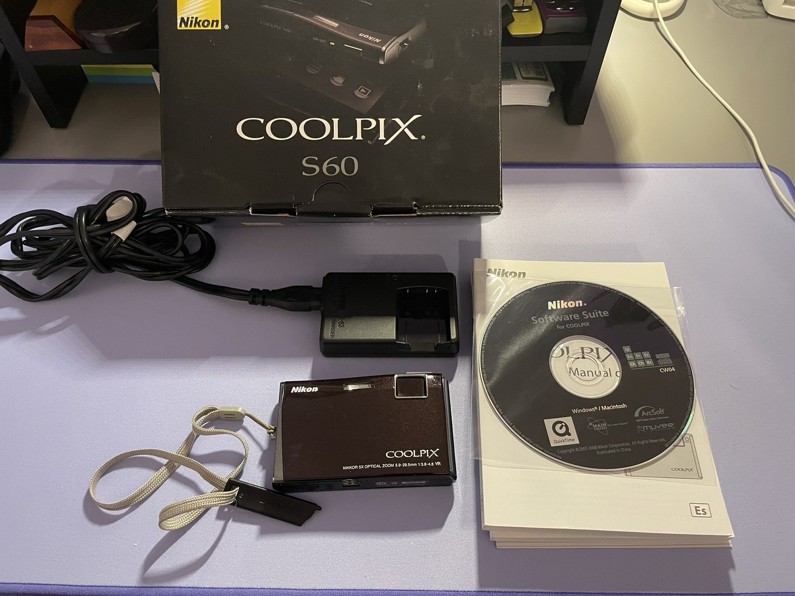 Nikon COOLPIX S60 10.0MP Digital Camera – Burgundy