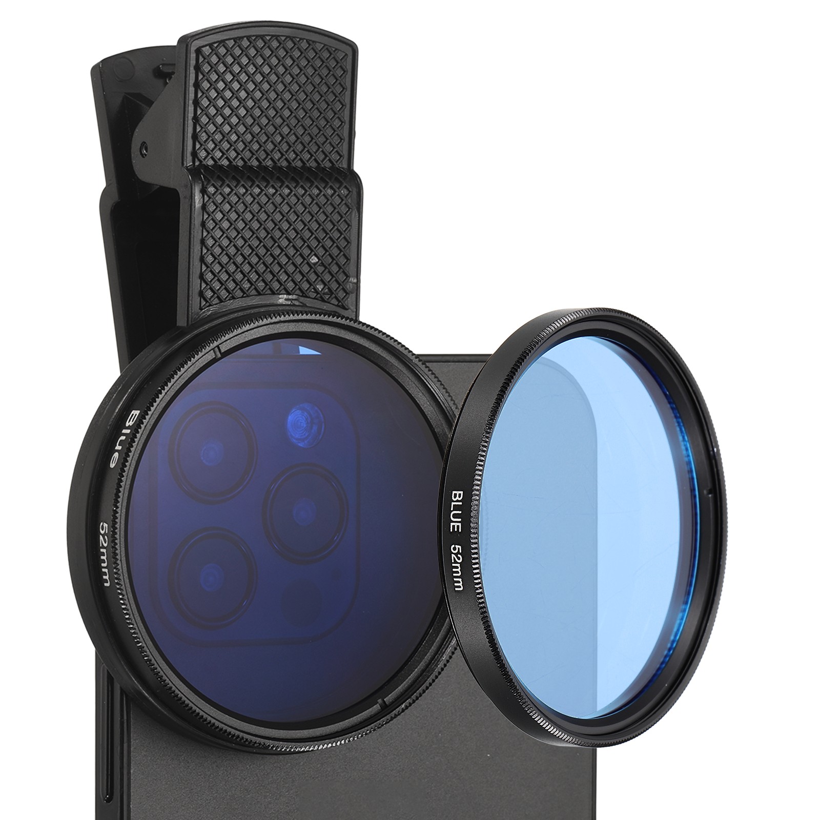 52mm Phone Camera Lens, Clip-On Full Color Filter, Blue