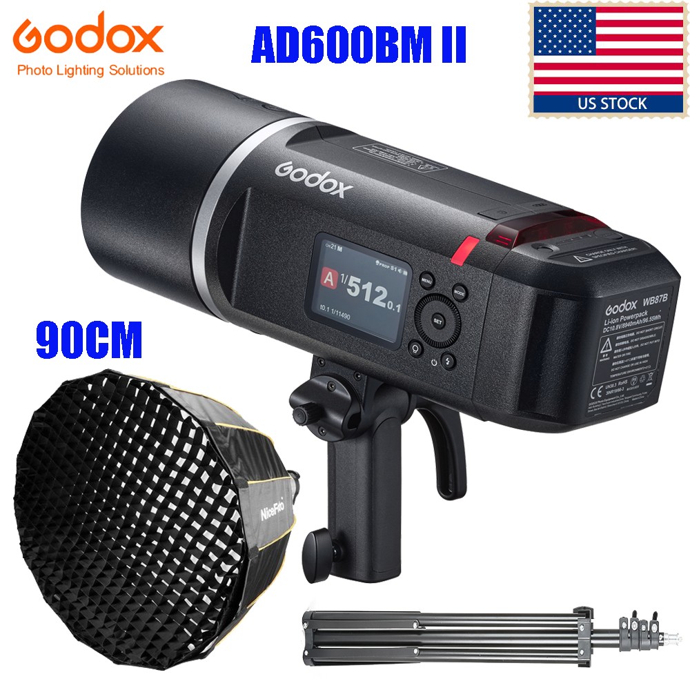 Godox AD600BMII 600Ws Outdoor Flash+90CM Quick Set-up Bowens Softbox+Stand Kit