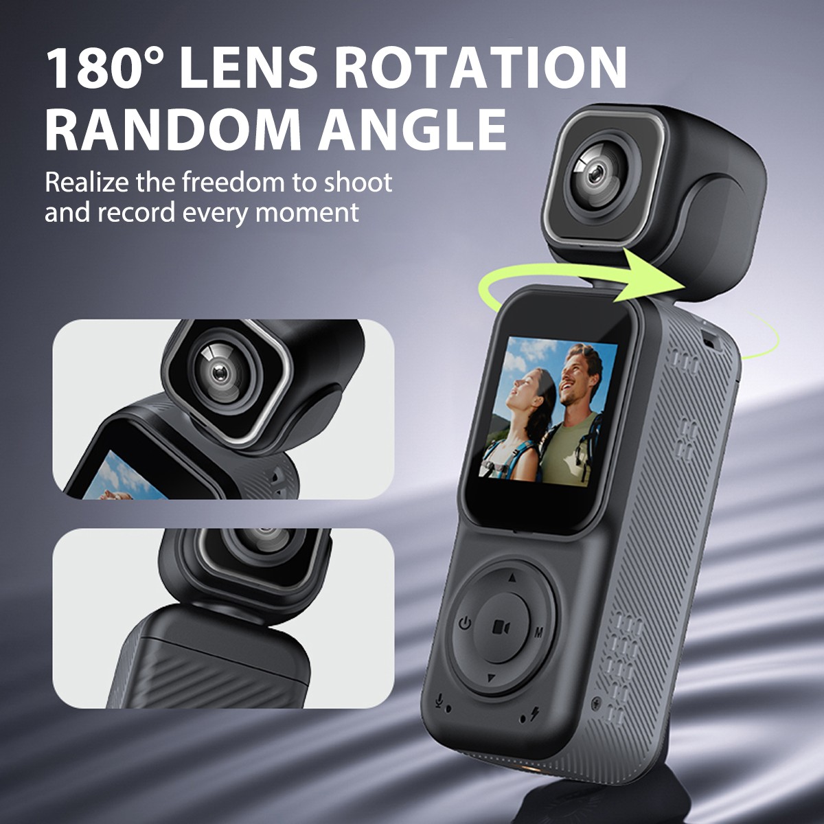 4K Pocket Mini Body Action Camera 180°/260° Rotation Audio & Video Recording Cam