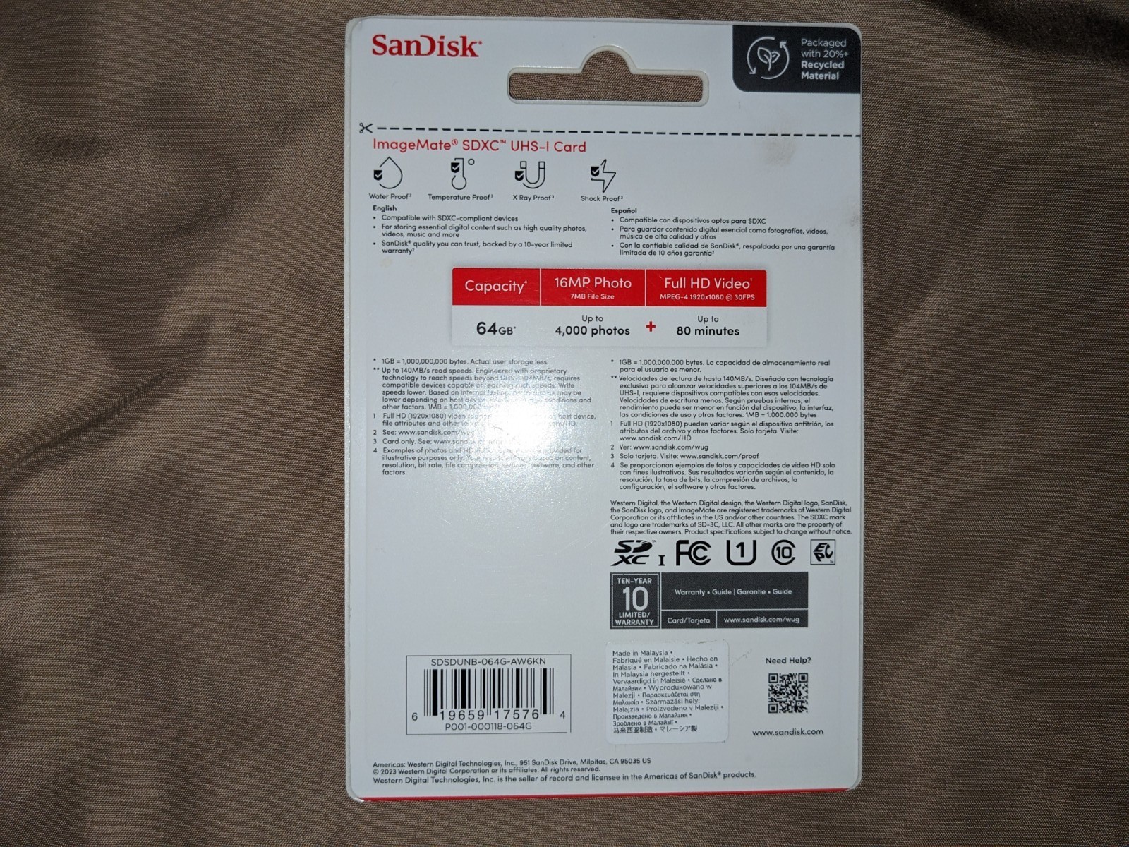 SanDisk ImageMate (same as SanDisk Ultra) 64GB SD UHS-I Class 10 SD card