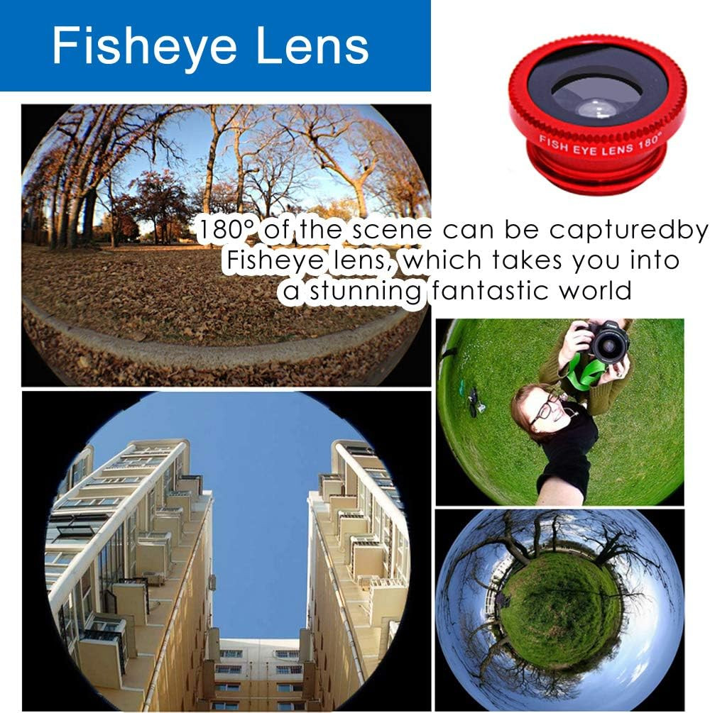 KINGMAS 3 in 1 Universal Fish Eye Lens, Macro Clip Lens Wide-Angle Camera Lens K