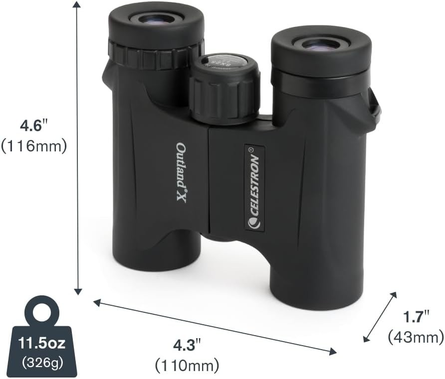 Celestron Outland X 8×25 Roof Prism Binoculars Black Waterproof 25mm Lenses