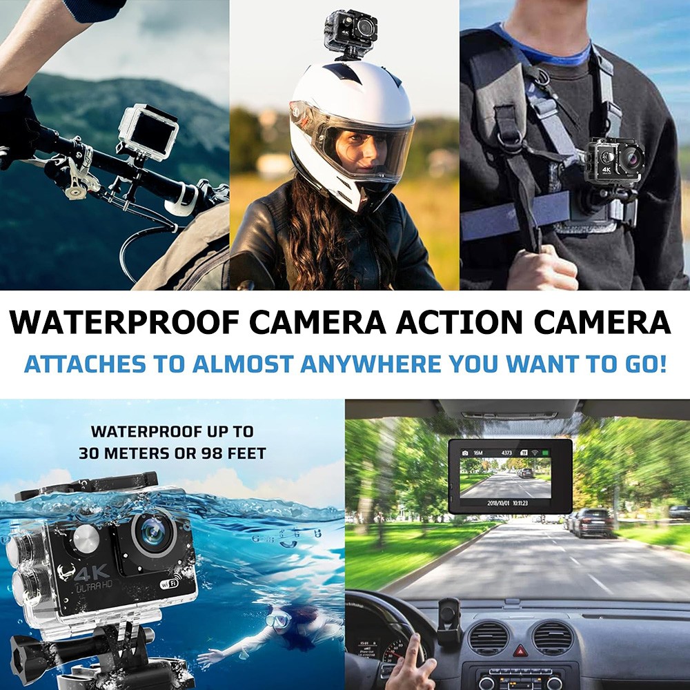 4K Action Camera Sport Video Waterproof Wifi 1080P HD Cam 170° Remote For Go Pro