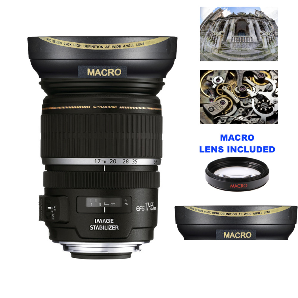 HD 16k WIDE ANGLE LENS + MACRO LENS FOR Canon EF-S 17-55mm f/2.8 IS USM Lens