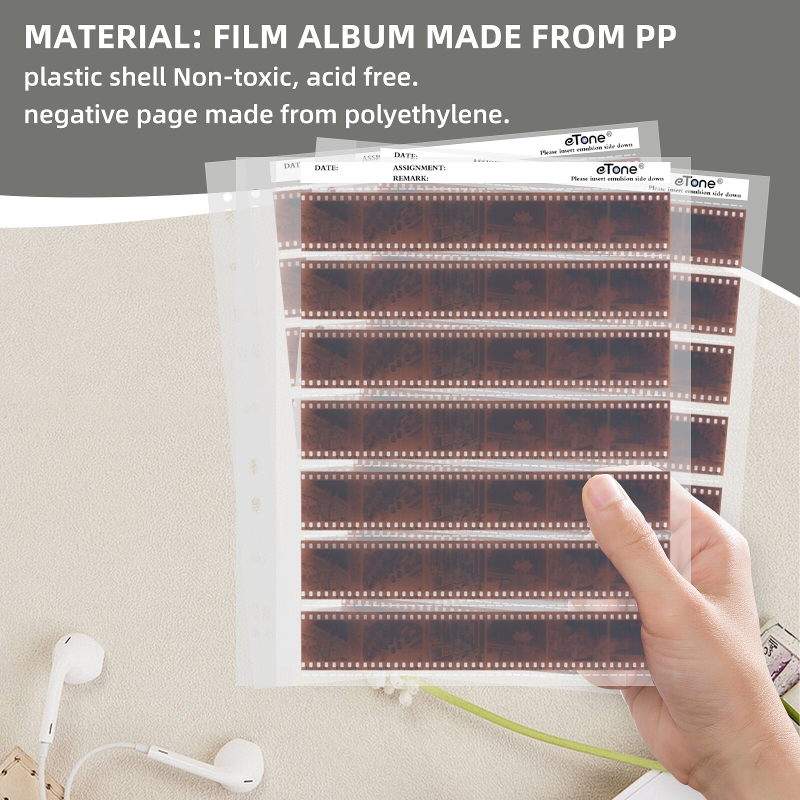 Acid Free Archival Film Bag Album 135 35mm Negative Pages 3 Ring Binder Film Bag