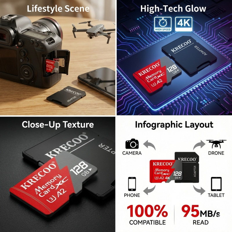 Micro SD Card 64GB 128GB 256GB 1TB 2TB Micro SD TF Memory Card Adapter Lot A2 4K