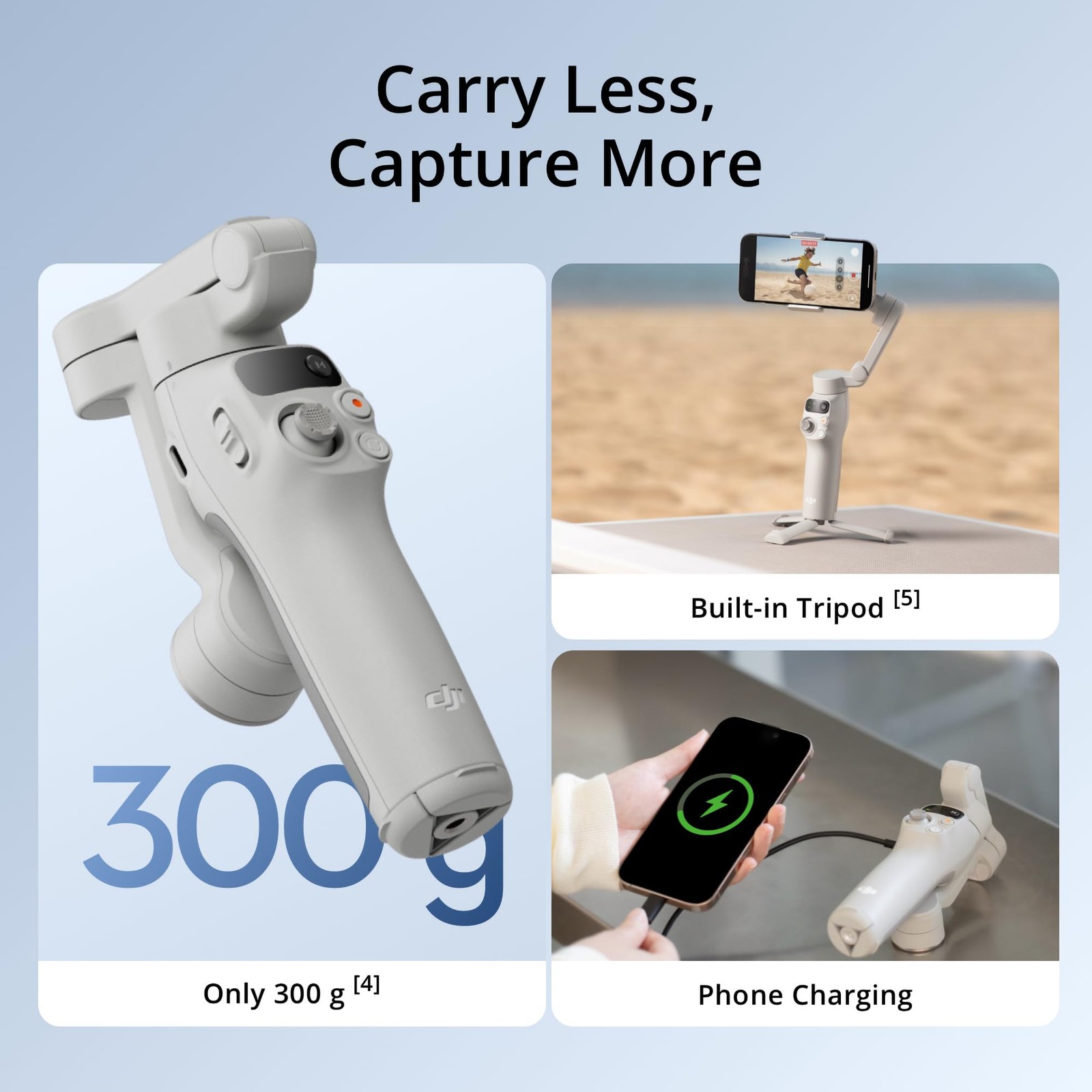 DJI Osmo Mobile 7 Gimbal Stabilizer for iPhone, Android, Built-in 2.25, gray