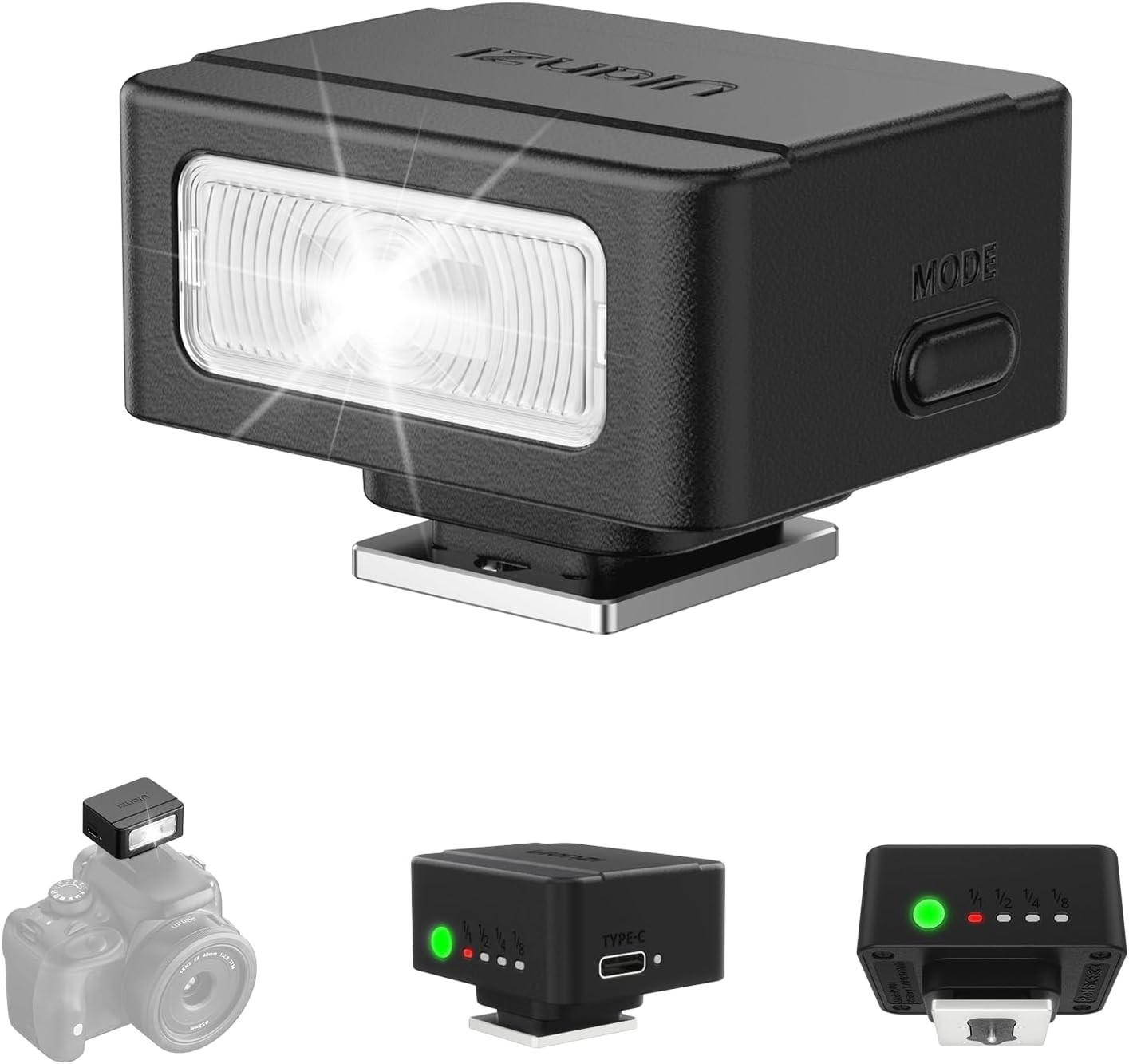 ULANZI SL01 Mini Camera Flash, GN8 6500K Mini Flash Speedlite, 4 Power Levels, C