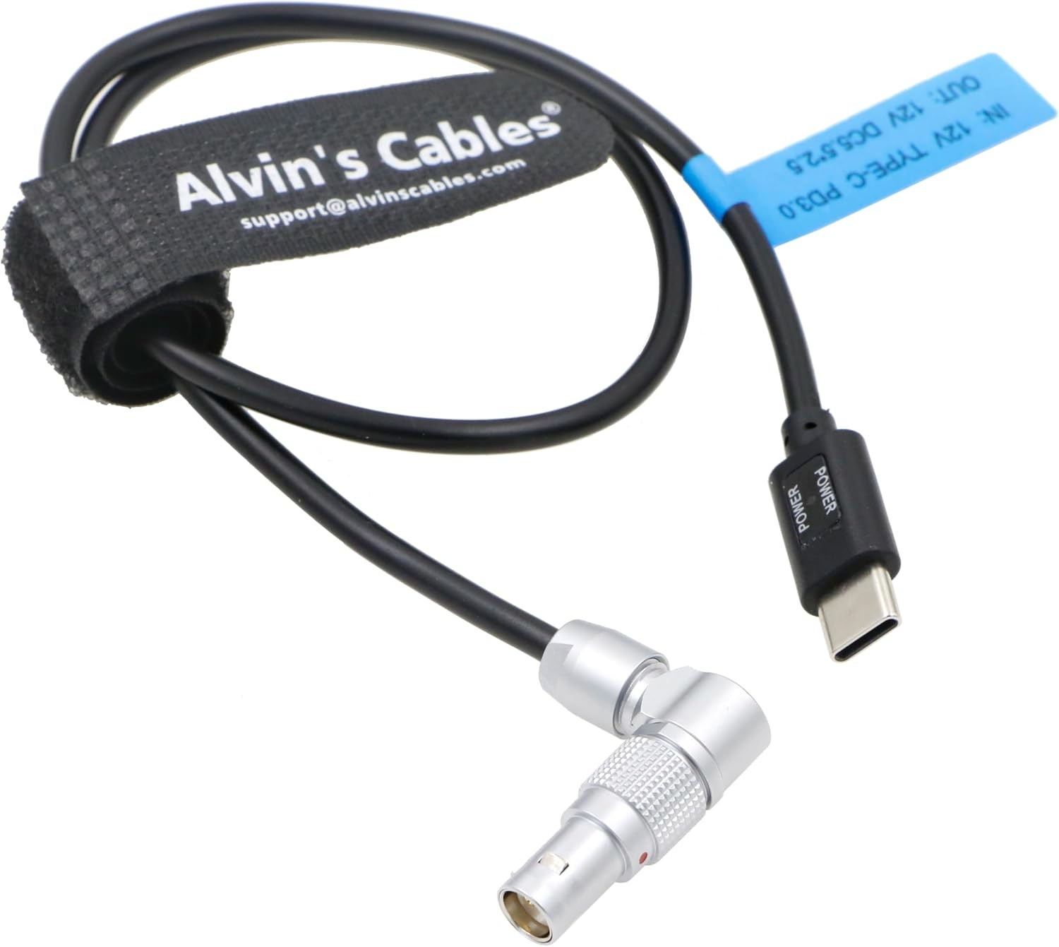 PD USB-C Type-C to 2 Pin Female Rotatable Power Cable for RED Komodo 45cm 18in