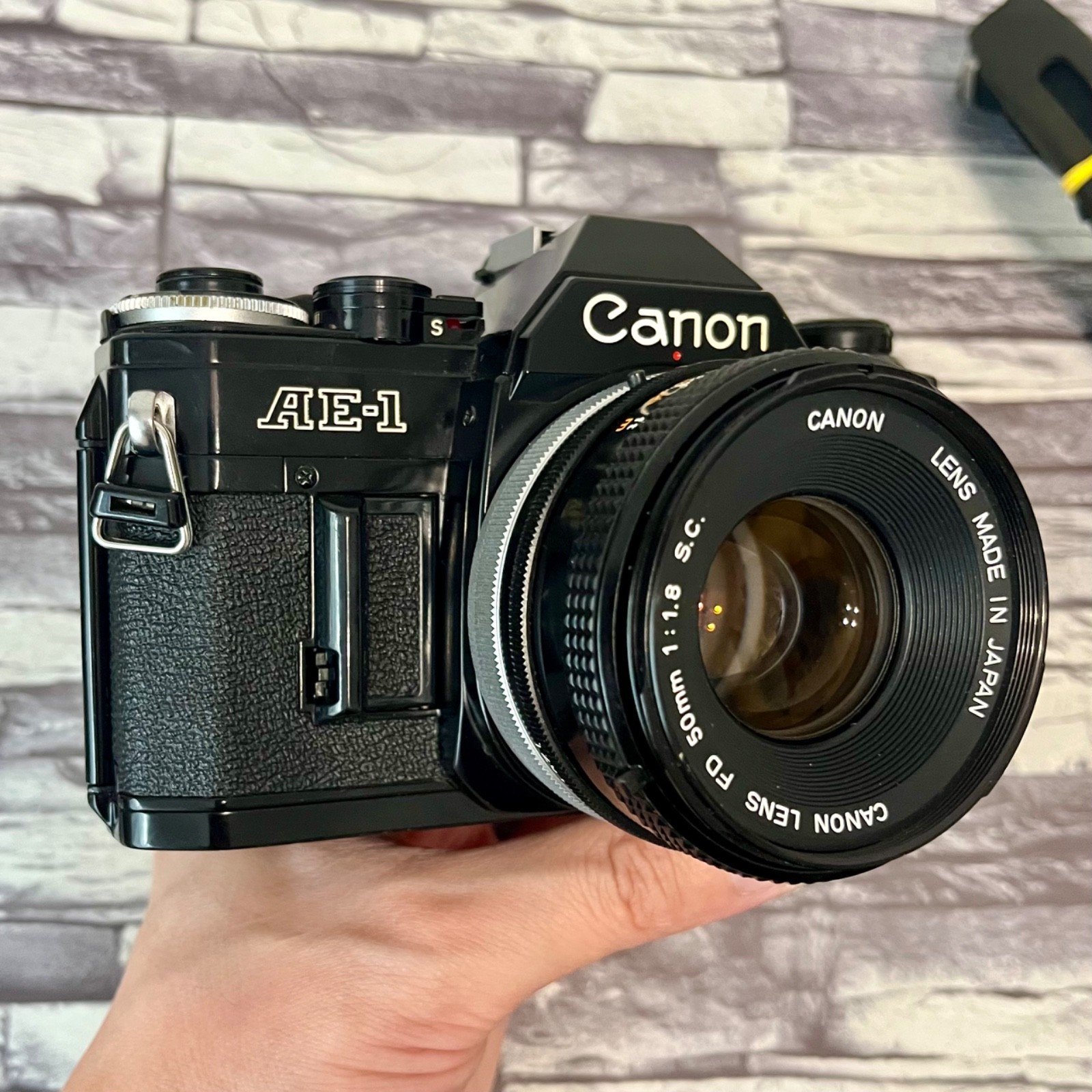 Canon AE-1 SLR 35mm Film Camera Black & Canon Lens FD 50mm F1.8 s.c.! From Japan